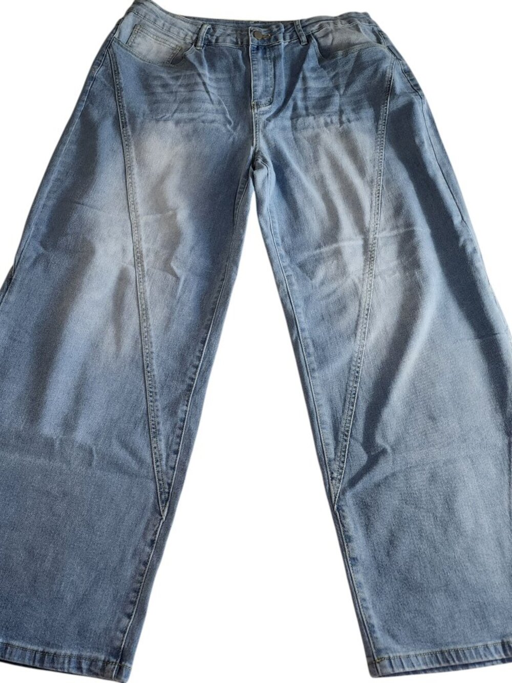 Time and Tru Wide Leg Front Seam Jeans Light Wash Plus Size 2XL XXL High Rise